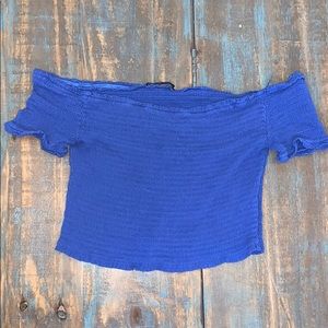XS blue sleeveless crop top